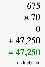How to calculate 675 times 70 using long multiplication