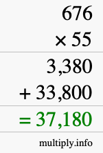 How to calculate 676 times 55 using long multiplication How to calculate 676 times 55 using long multiplication