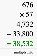How to calculate 676 times 57 using long multiplication