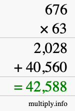 How to calculate 676 times 63 using long multiplication