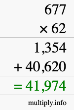 How to calculate 677 times 62 using long multiplication