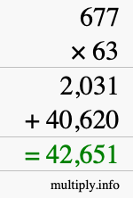 How to calculate 677 times 63 using long multiplication