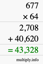 How to calculate 677 times 64 using long multiplication