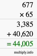 How to calculate 677 times 65 using long multiplication