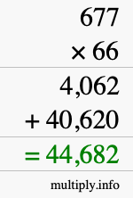 How to calculate 677 times 66 using long multiplication