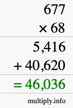How to calculate 677 times 68 using long multiplication