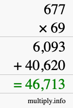 How to calculate 677 times 69 using long multiplication