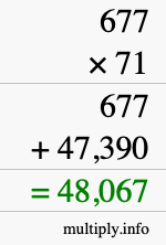 How to calculate 677 times 71 using long multiplication