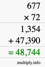 How to calculate 677 times 72 using long multiplication