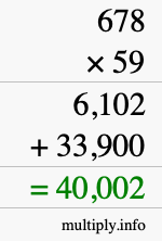 How to calculate 678 times 59 using long multiplication