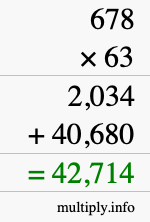 How to calculate 678 times 63 using long multiplication