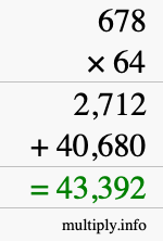 How to calculate 678 times 64 using long multiplication