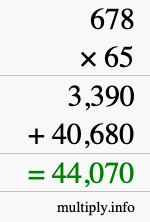 How to calculate 678 times 65 using long multiplication