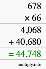 How to calculate 678 times 66 using long multiplication