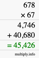 How to calculate 678 times 67 using long multiplication