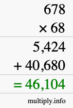 How to calculate 678 times 68 using long multiplication