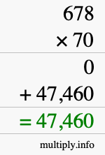 How to calculate 678 times 70 using long multiplication