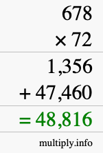 How to calculate 678 times 72 using long multiplication