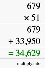 How to calculate 679 times 51 using long multiplication