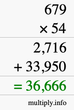 How to calculate 679 times 54 using long multiplication