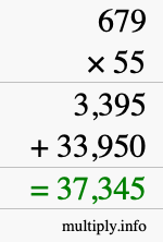 How to calculate 679 times 55 using long multiplication