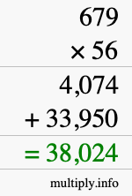 How to calculate 679 times 56 using long multiplication