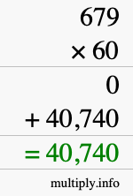 How to calculate 679 times 60 using long multiplication