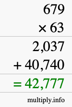How to calculate 679 times 63 using long multiplication
