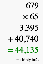 How to calculate 679 times 65 using long multiplication