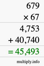 How to calculate 679 times 67 using long multiplication