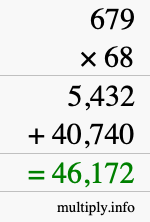 How to calculate 679 times 68 using long multiplication