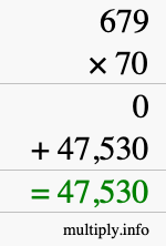 How to calculate 679 times 70 using long multiplication