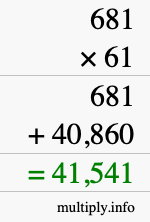 How to calculate 681 times 61 using long multiplication