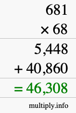 How to calculate 681 times 68 using long multiplication