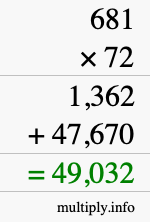 How to calculate 681 times 72 using long multiplication