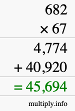 How to calculate 682 times 67 using long multiplication