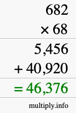 How to calculate 682 times 68 using long multiplication