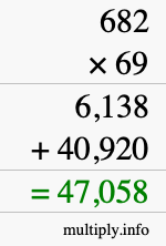 How to calculate 682 times 69 using long multiplication