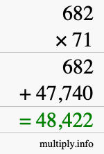 How to calculate 682 times 71 using long multiplication