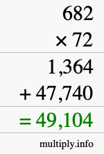 How to calculate 682 times 72 using long multiplication
