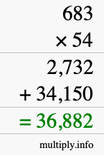 How to calculate 683 times 54 using long multiplication