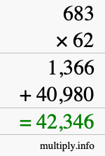 How to calculate 683 times 62 using long multiplication