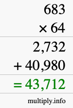 How to calculate 683 times 64 using long multiplication