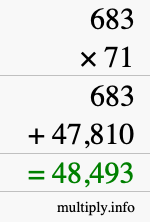 How to calculate 683 times 71 using long multiplication