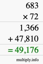 How to calculate 683 times 72 using long multiplication