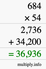 How to calculate 684 times 54 using long multiplication