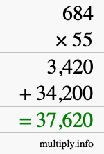 How to calculate 684 times 55 using long multiplication How to calculate 684 times 55 using long multiplication