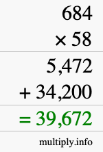 How to calculate 684 times 58 using long multiplication How to calculate 684 times 58 using long multiplication