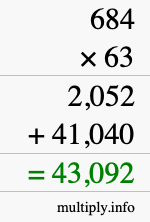 How to calculate 684 times 63 using long multiplication