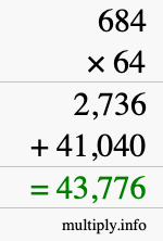 How to calculate 684 times 64 using long multiplication
